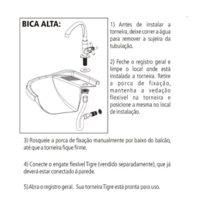Torneira para Lavatório Mesa Bica Alta Móvel Cross 1/2'' Branca - Tigre - Imagem 7