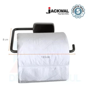 Porta Papel Papeleira Ita Preto Fosco Jackwal - Imagem 4