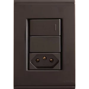 Conjunto 4x2 com 1 Interruptor Simples 10 a 250 V e 1 Tomada 2p+t 10 a 250 V Tramontina Liz Grafite Tramontina