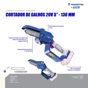 Cortador de Galhos 20v 5" (130 Mm) Tramontina By Total - Sem Bateria e Carregador - Imagem 3