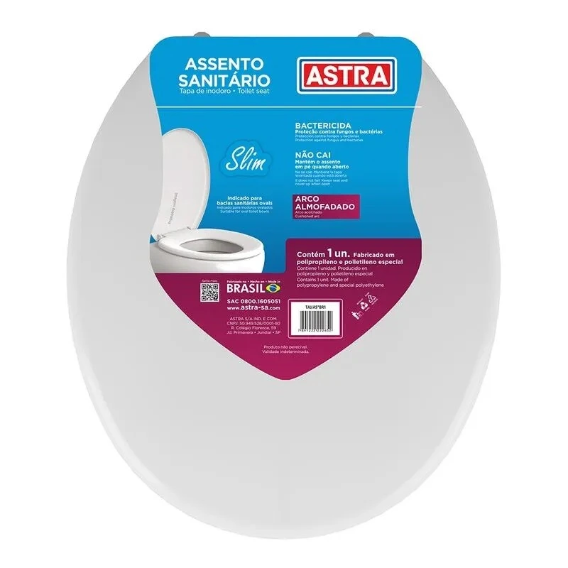 Assento Almofadado Astra Slim Oval Branco Taj/as