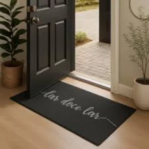 Capacho Vinilico 70x30cm Lar Doce Lar Grafite - Imagem 1