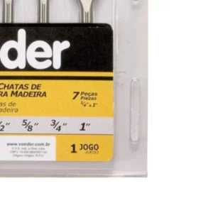 Jogo de Brocas Chatas com 7 Peças, de 1/4" a 1", Vonder Vdo1779 - Imagem 5
