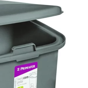Lixeira Retangular com Pedal Plástico Primafer Cinza - Imagem 3