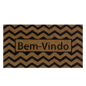 Capacho Fibra de Coco Retangular 60x33cm Zigzag Preto