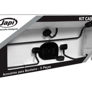 Kit de Acessórios para Banheiro Casa Quadrado 5 Peças Preto Fosco