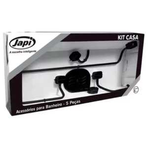 Kit de Acessórios para Banheiro Casa Quadrado 5 Peças Preto Fosco - Imagem 3