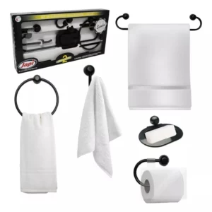 Kit de Acessórios para Banheiro Casa Quadrado 5 Peças Preto Fosco - Imagem 4