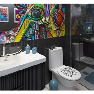 Assento Sanitário Oval Almofadado Decorado Frase "zona de Conforto" Astra - Imagem 3