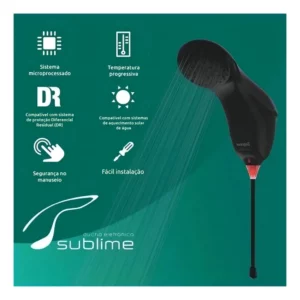 Ducha Eletrônica Sublime 127 Volts Preta - 5500 Watts - Zagonel - Imagem 4