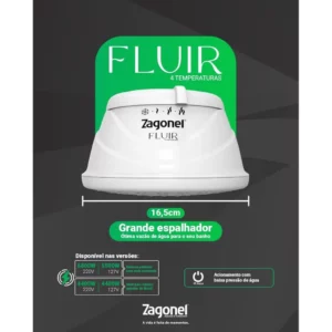 Ducha Fluir 4 Temperaturas 127 Volts Branca - 5500 Watts - Zagonel - Imagem 4