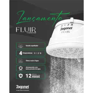 Ducha Fluir 4 Temperaturas 127 Volts Branca - 5500 Watts - Zagonel - Imagem 5