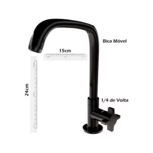 Torneira de Mesa para Cozinha com Bica Móvel Fitt Cross 1167 F64 Preta - Imagem 4