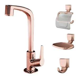 Kit Flatt 4 Peças Rose Gold 2004 F71: Torneira e Acessórios, Lorenzetti