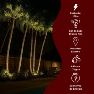 Refletor Start Led Lumanti com 100w 5500k Branco Frio para Areas Externas Resistente a Chuva - Imagem 4