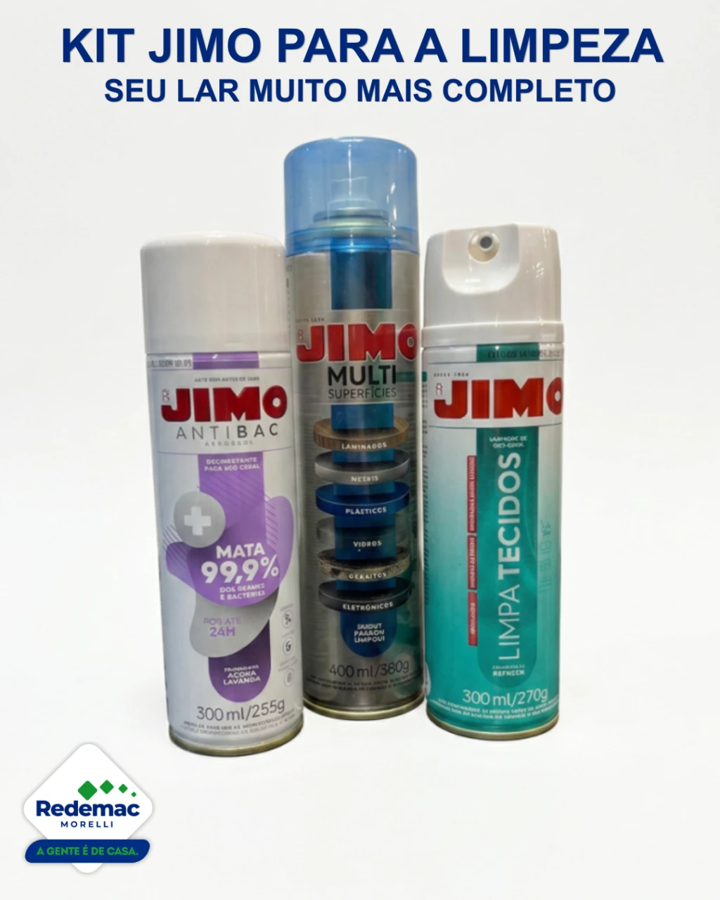 Kit Limpeza Jimo Antibac+limpa Tecidos+multisuperficies
