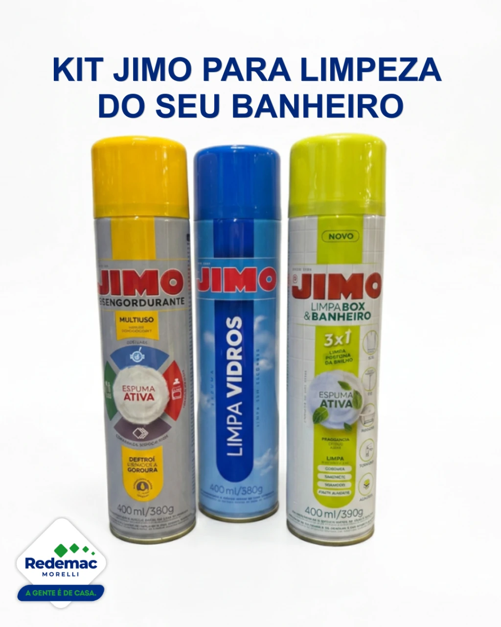 Kit Jimo Desengordurante + Jimo Limpa Box + Jimo Limpa Vidros