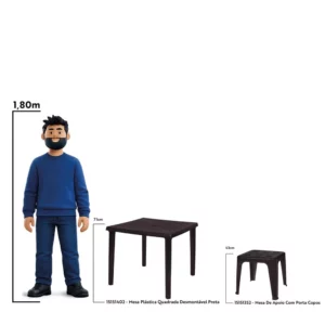 Mesa Plástica Quadrada Desmontável Preta Mor - Imagem 4