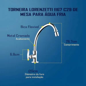 Torneira para Cozinha de Mesa com Bica Móvel One Cromado 1/2 - Imagem 4