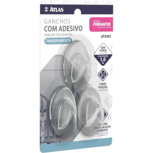 Atlas - Gancho Oval com Adesivo, 2 Peças Que Suportam 1,0kg, Cor Transparente Q