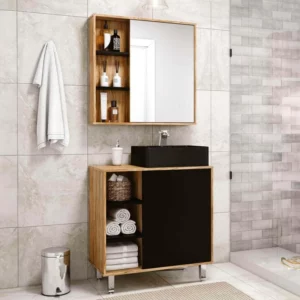 Balcão Ozini 870 Cartagena/preto - 80cm