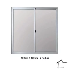 Janela de Aluminio Correr - 2 Folhas - 100x100 Giusto Branca